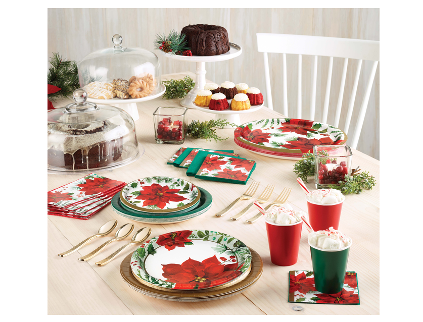 Για το τραπέζι των Χριστουγέννων μικρά χάρτινα πιάτα με το αλεξανδρινό λουλούδι