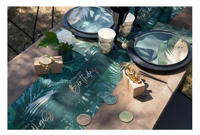 Διακοσμητικό runner για το τραπέζι για πάρτυ γενεθλίων με θέμα την τροπική ζούγκλα