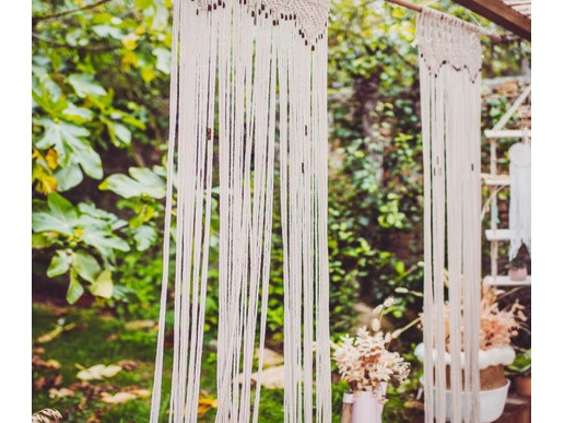 Διακοσμητική macrame κουρτίνα σε ιβουάρ χρώμα 90εκ x 200εκ