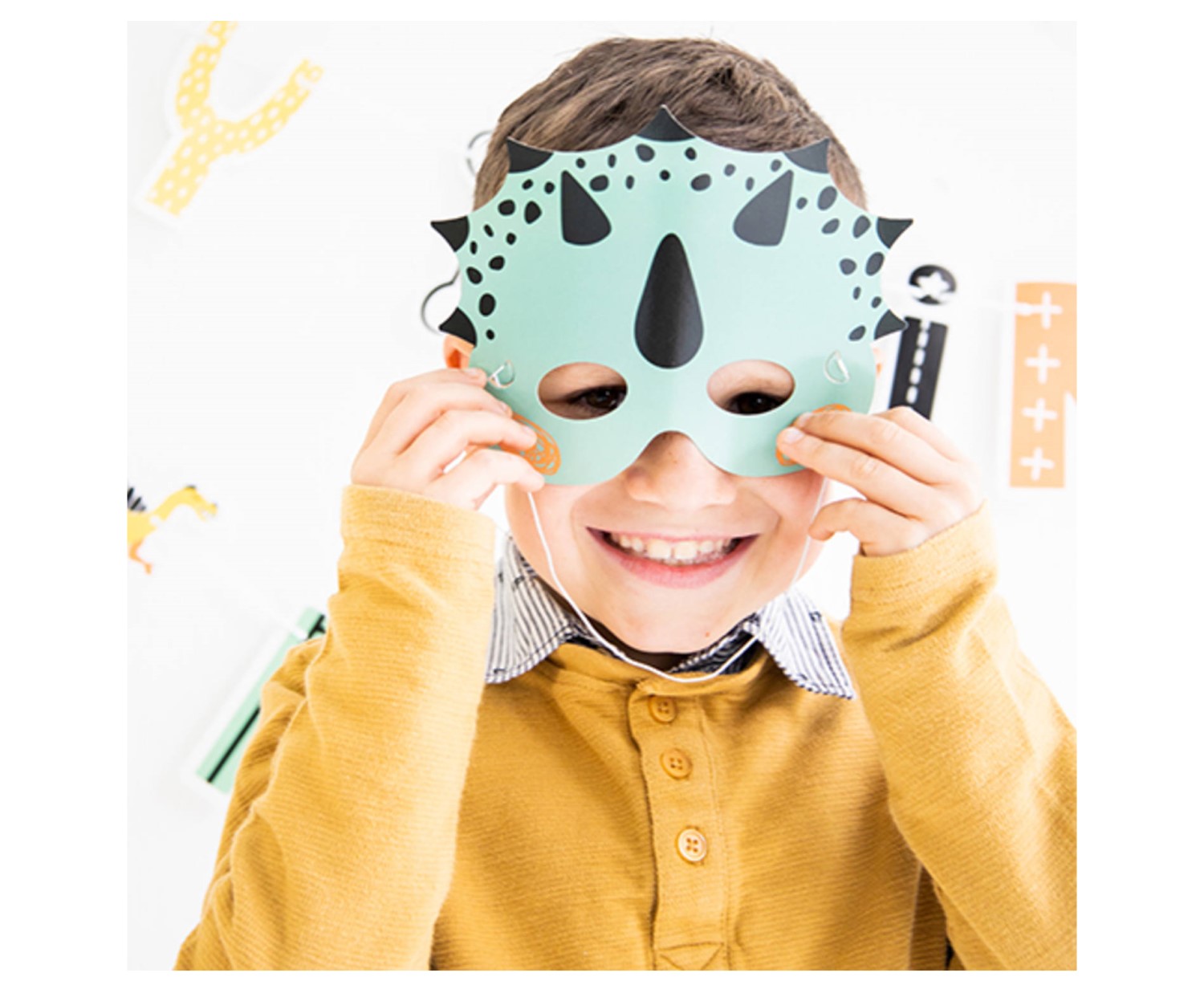 Χάρτινες μάσκες για παιδικό πάρτυ με θέμα τους δεινόσαυρους