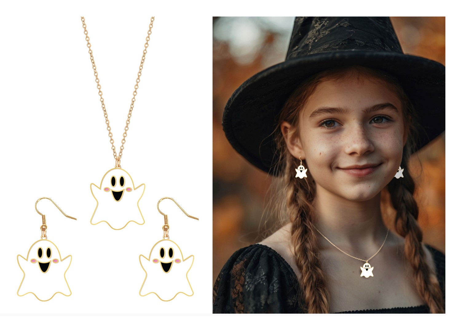 Φάντασμα σετ με κολιέ και σκουλαρίκια για το Halloween