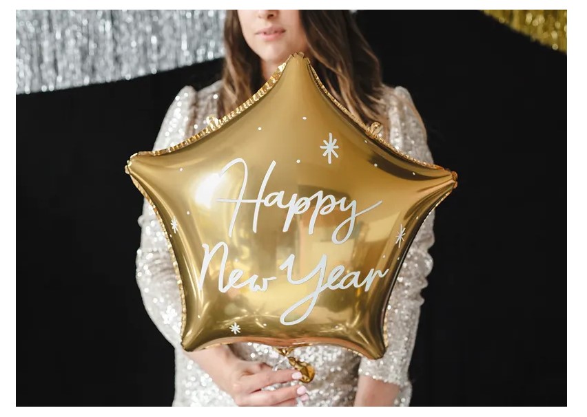 Χρυσό foil μπαλόνι αστέρι Happy New Year για την Πρωτοχρονιά