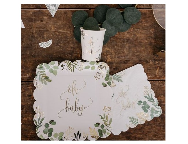 Χαρτοπετσέτες φαγητού με χρυσοτυπία Oh Baby για Baby Shower πάρτυ