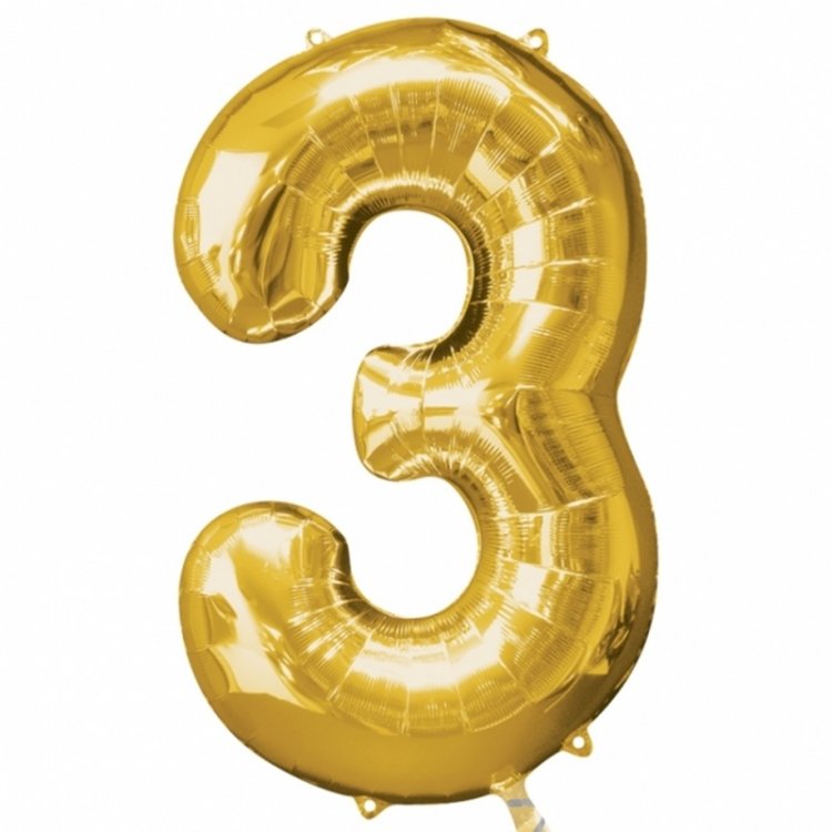Supershape Μπαλόνι Αριθμός 3 Χρυσό (100εκ)
