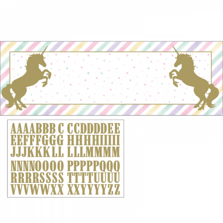 Unicorn with Stars Banner with Stickers