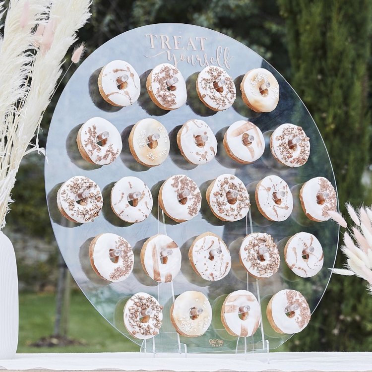 Party and candy bar accessories, round acrylic wall stand for donuts