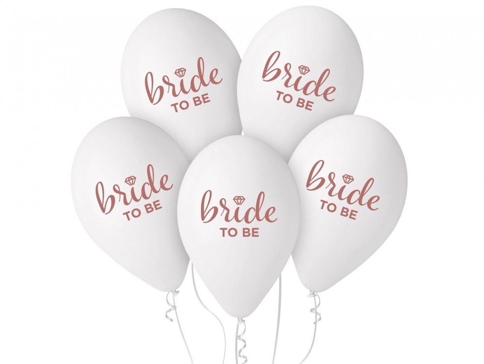 Άσπρα λάτεξ μπαλόνια με μπρονζέ τύπωμα Bride to Be για bachelorette party