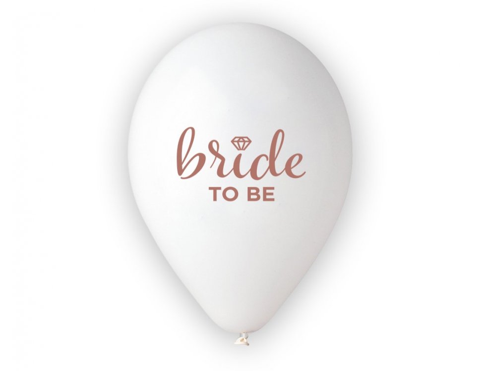 Άσπρα λάτεξ μπαλόνια με μπρονζέ τύπωμα Bride to Be