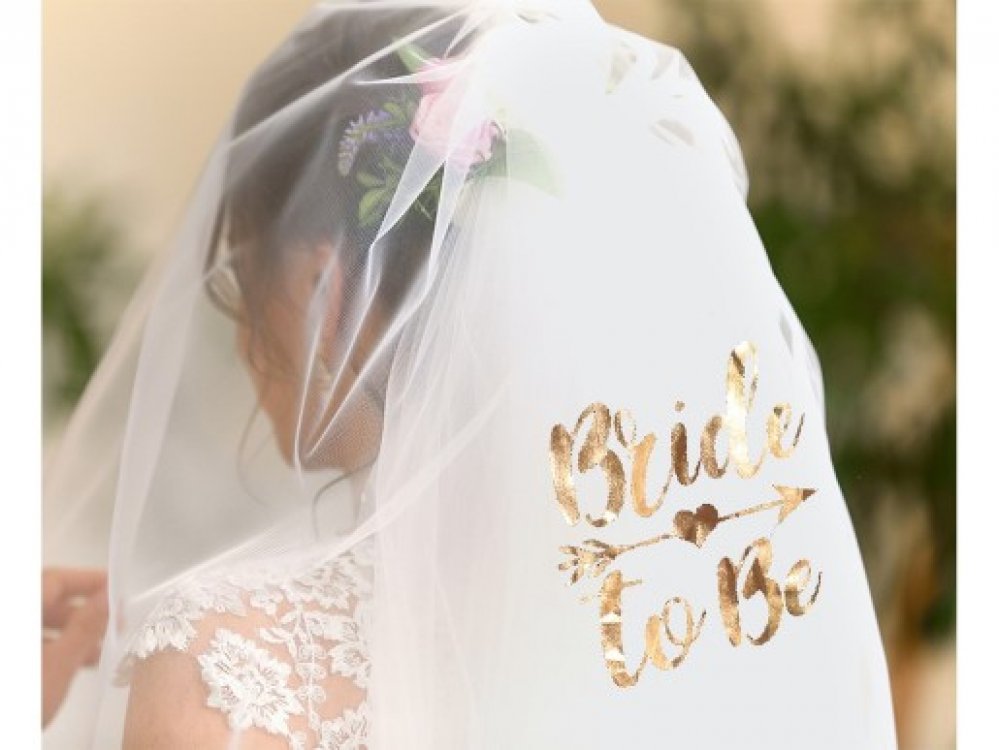 Bride to Be Χτενάκι με Λευκό Πέπλο και Ροζ Χρυσά Γράμματα (72εκ)