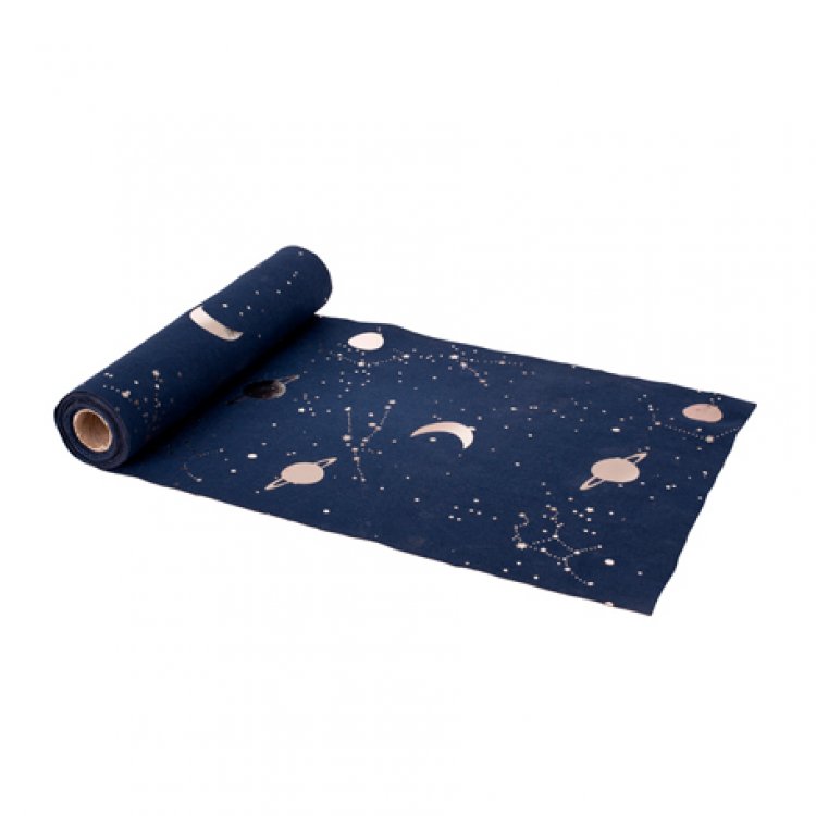 Gold Foiled Space Fabric Table Runner For Decoration
