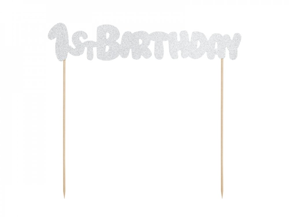 Silver First Birthday Cake Topper