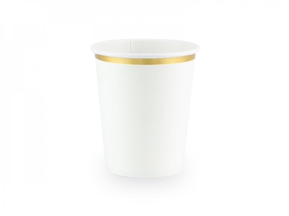 White & Gold Paper Cups 6/pcs