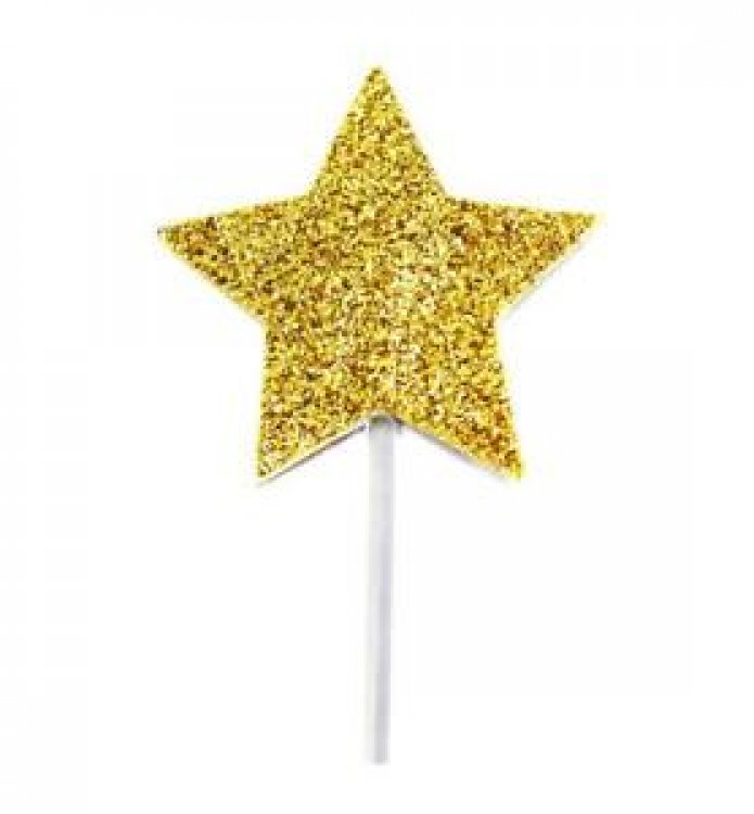 Gold Glitter Stars Decorative Picks 12/pcs