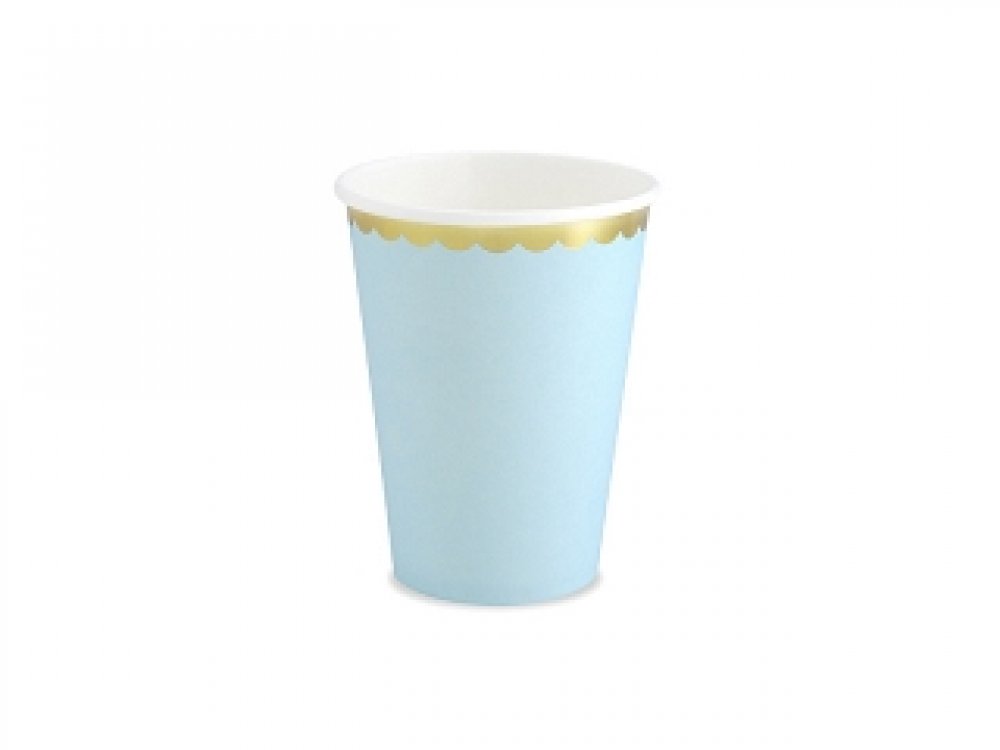 Pale Blue Paper Cups with Gold Edge (6pcs)