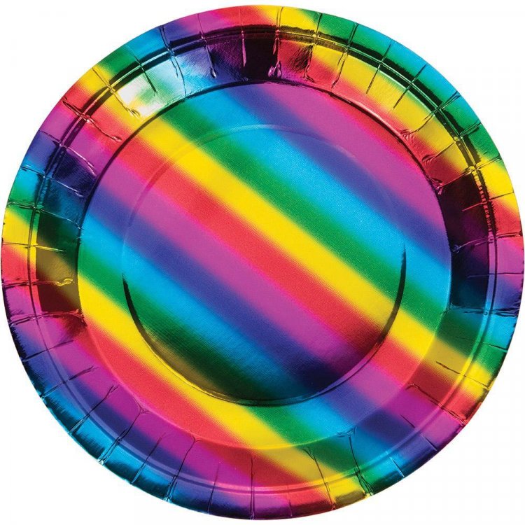 Rainbow Birthday Large Paper Plates 8/pcs