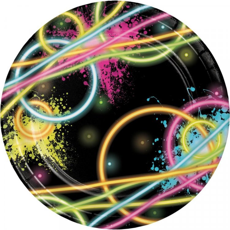 Glow party black small paper plates