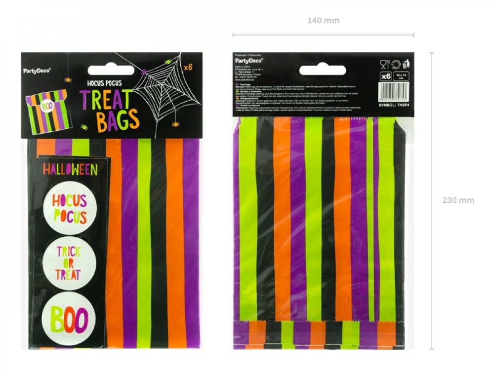Hocus Pocus Paper Treat Bags with Stickers 6/pcs
