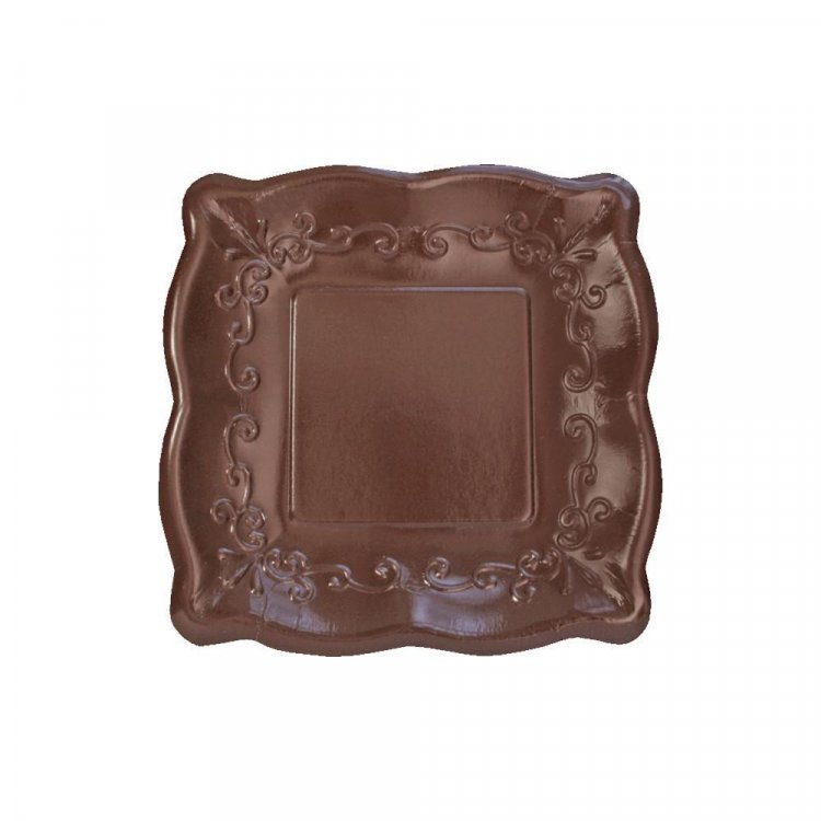 Elise Brown Embossed Design Small Paper Plates 8/pcs