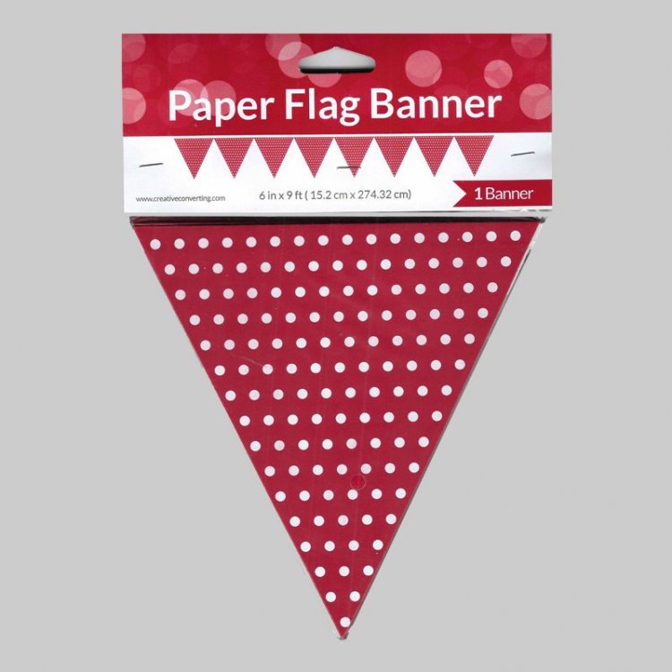 Red paper flag banner with Dots