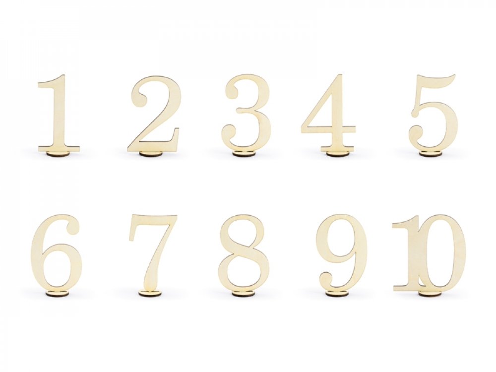Wooden Table Numbers 10/pcs