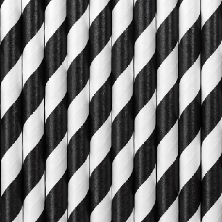 Black and White Swirl Paper Straws 10/pcs