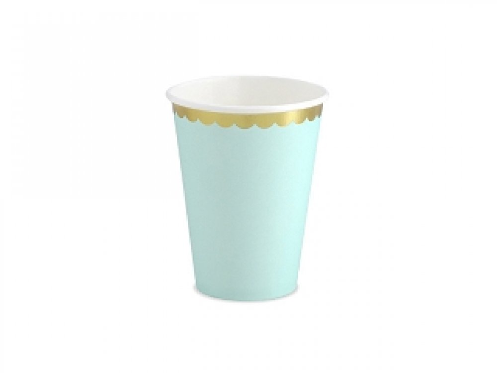 Mint Green & Gold Foiled Paper Cups 6/pcs