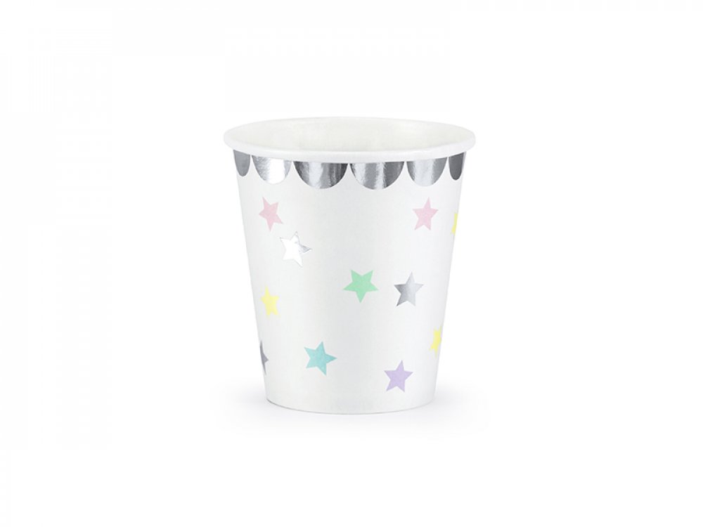 Silver Stars Unicorn paper Cups 6/pcs