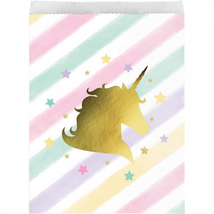 Unicorn with Stars Paper Treat Bags 10/pcs