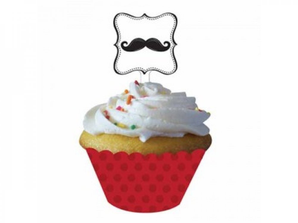 Πάρτυ Μουστάκι σετ για cupcakes (12τμχ)