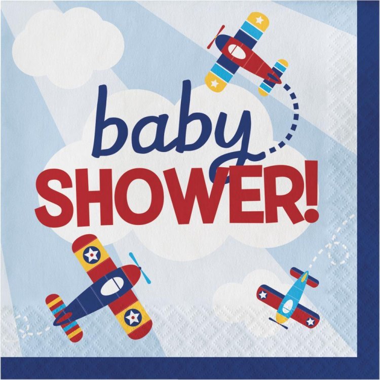 Πολύχρωμο Αεροπλάνο Χαρτοπετσέτες Φαγητού Για Baby Shower (16τμχ)
