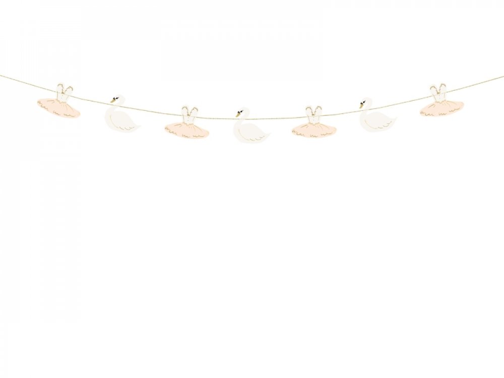 Romantic swan decorative paper garland with gold foiled details