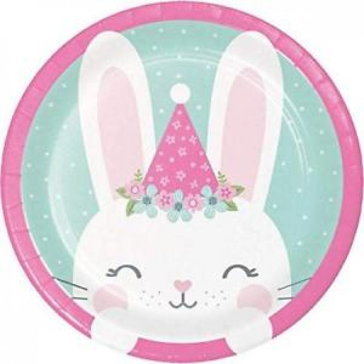 Pink Bunny Small Paper Plates (8pcs)