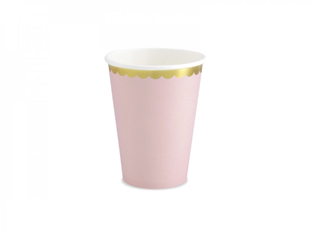 Pink Paper Cups with Gold Edge 6/pcs