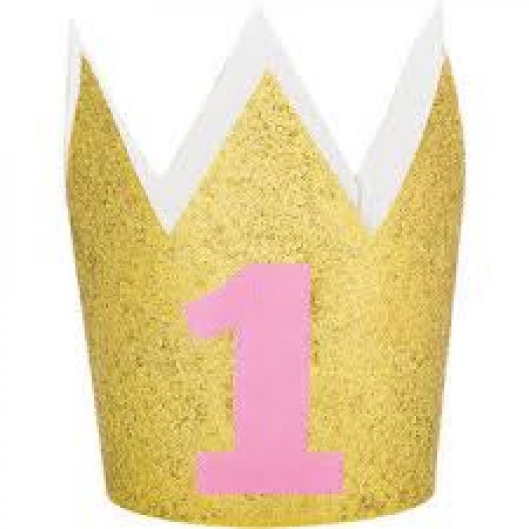 Gold Glitter Crown for Pink First Birthday
