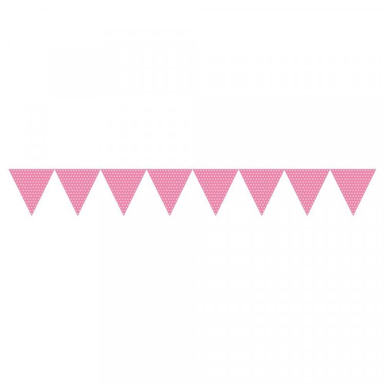 Hot Pink Paper Flag Banner with Dots