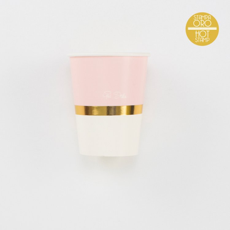 Chic Pink & Gold Paper Cups (8pcs)