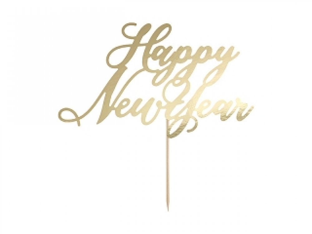 Gold Happy New Year Cake Topper