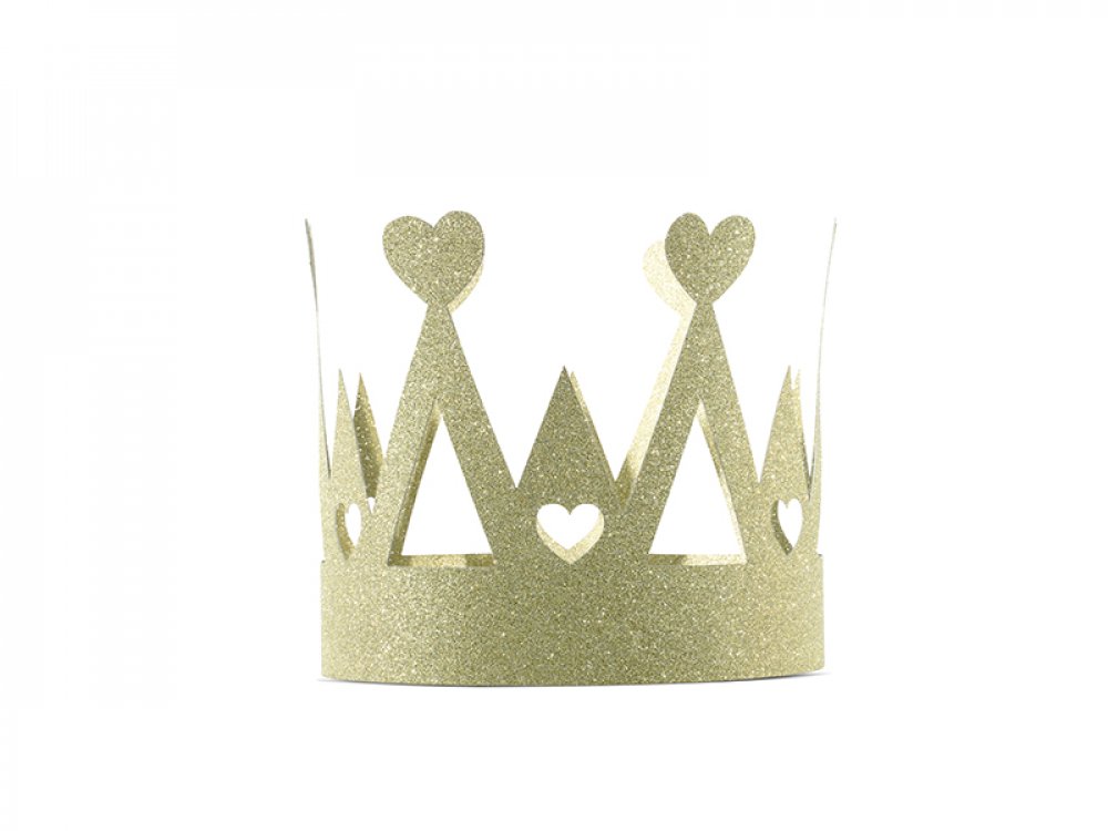 Gold glitter crown with little hearts