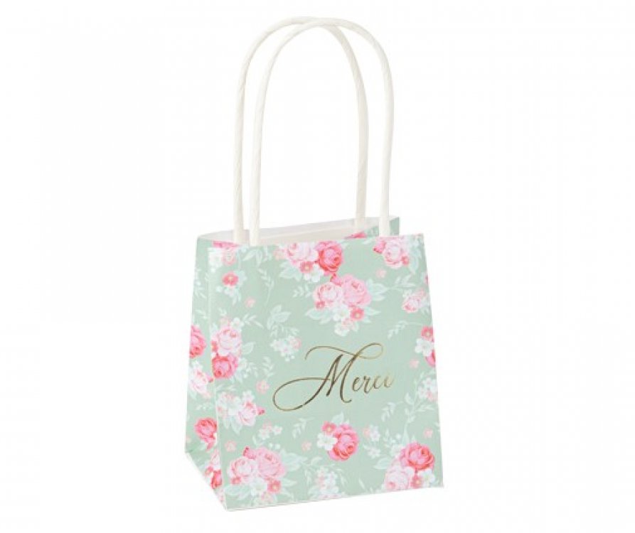 Floral Happy Birthday paper bags 4pcs