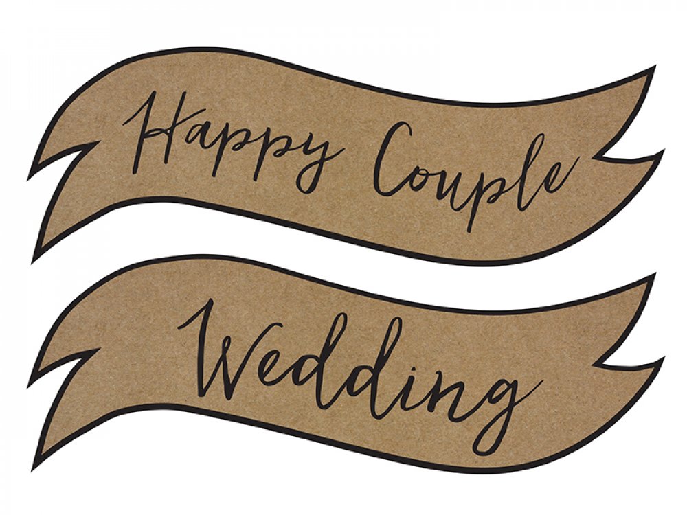 Kraft Sign Happy Couple & Wedding