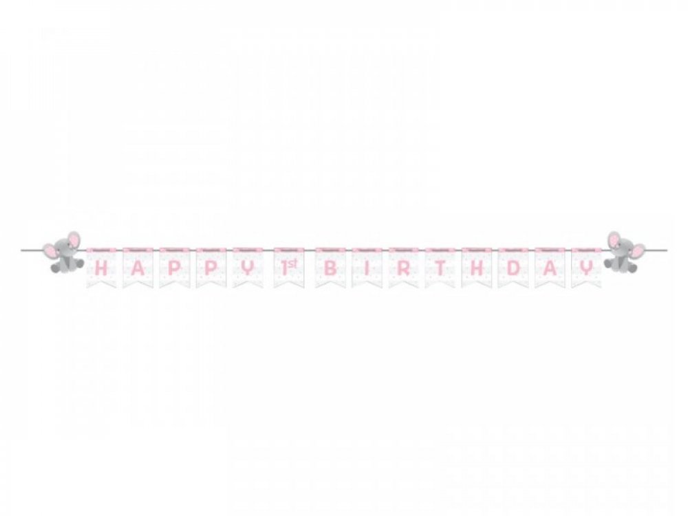 Γιρλάντα για Πρώτα Γενέθλια Κορίτσι Ελεφαντάκι (2,49μ)