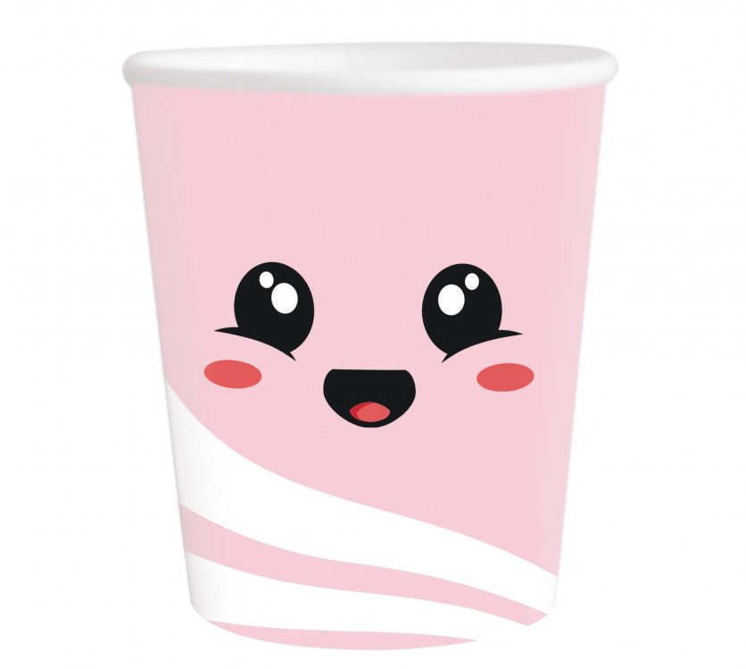 Pink paper cups with Donuts theme