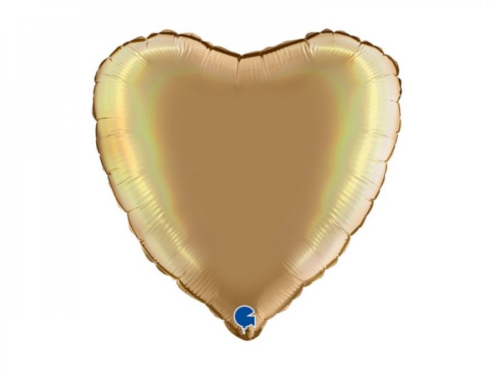 Χρυσό με Ολογραφικό Τύπωμα Μπαλόνι Καρδιά (46εκ)