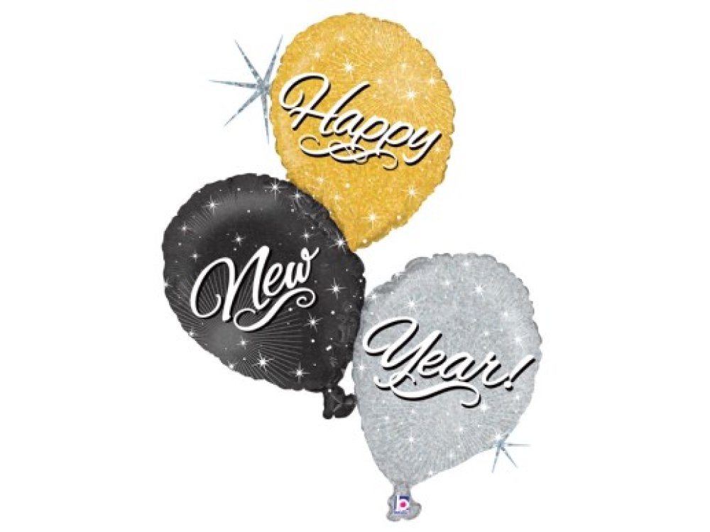 Happy New Year Supershape Τρίο Μπαλόνι (102εκ)