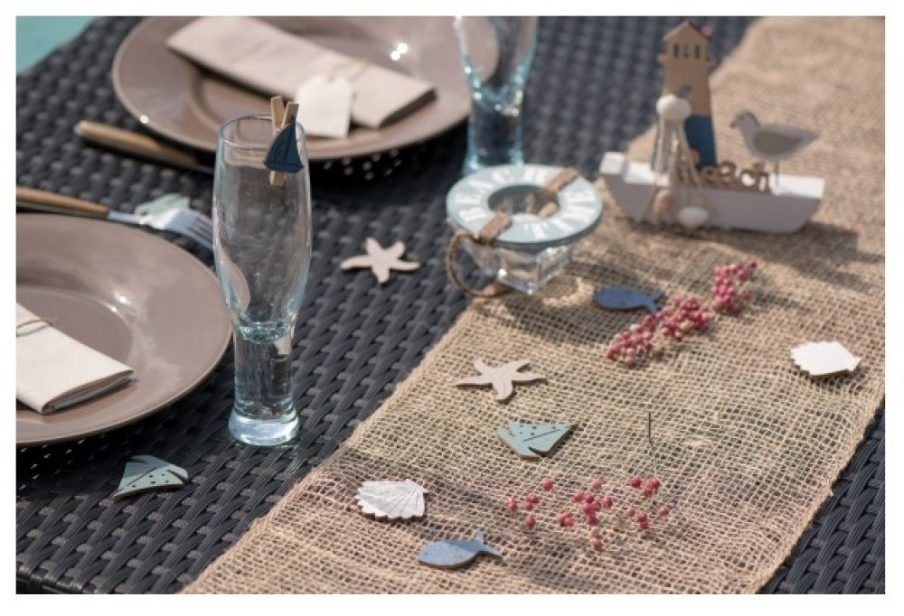 Sea theme wooden table confettis party accessories