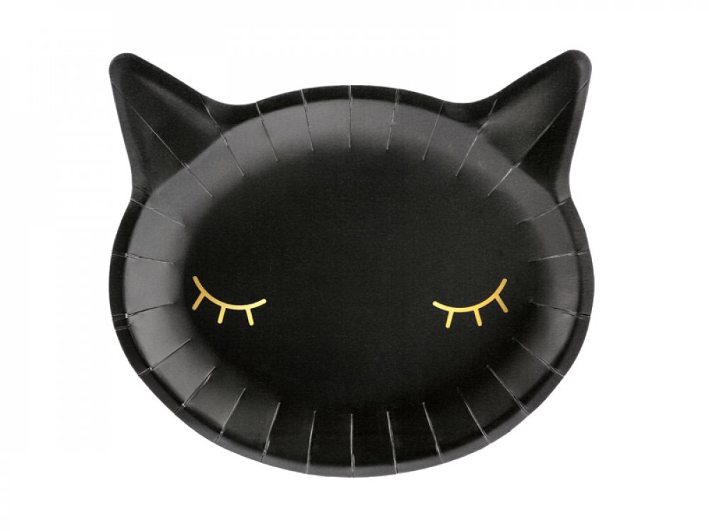 Μαύρη Γάτα Πιάτα Χάρτινα Με Σχήμα Είδη Πάρτυ (6τμχ)