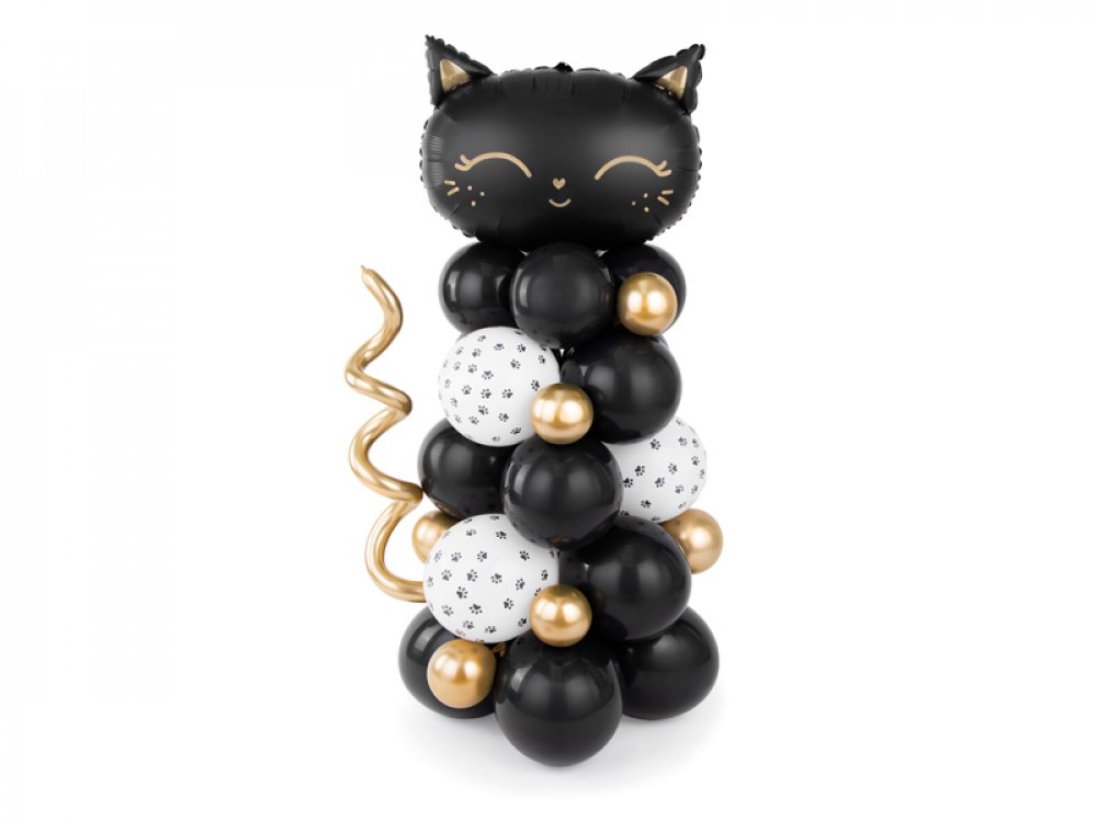 Μαύρη γατούλα σύνθεση με μπαλόνια
