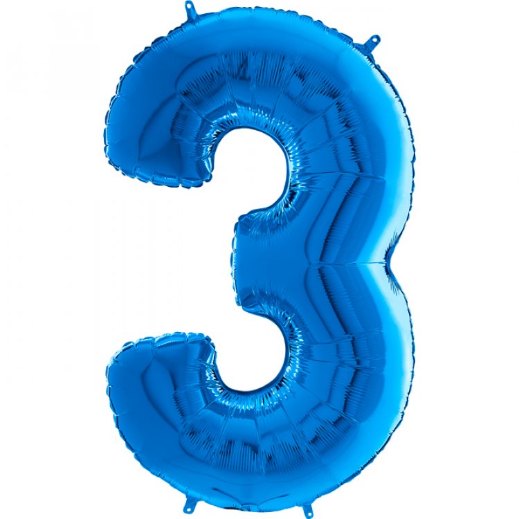 Supershape Μπαλόνι Αριθμός-Νούμερο 3 Μπλε (100εκ)