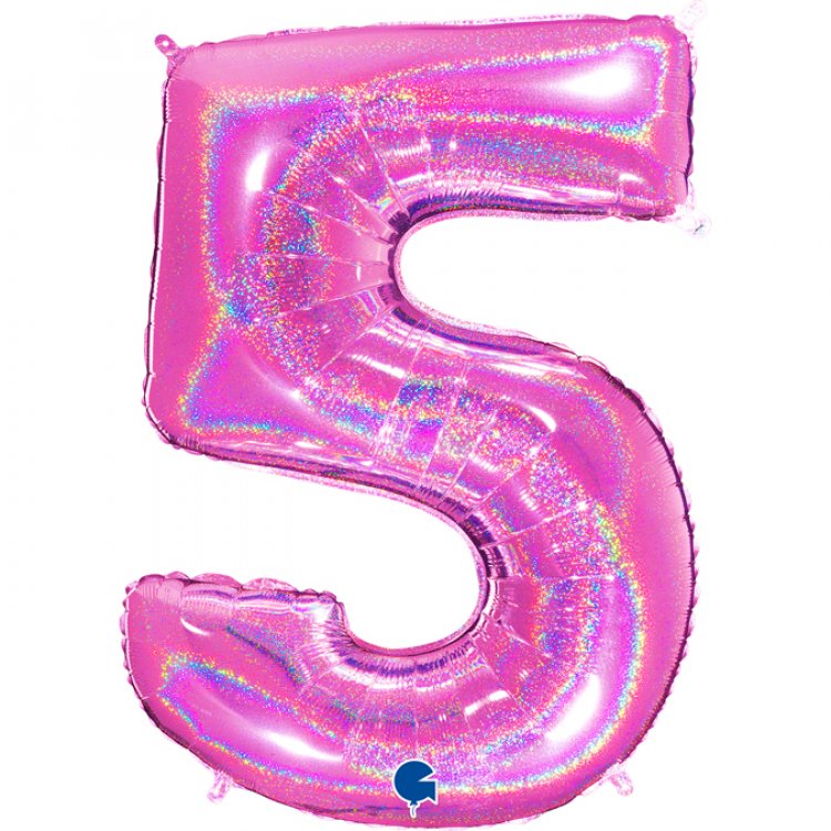 fuchsia-holographic-supershape-balloon-number-5-for-party-decoration-615ghf