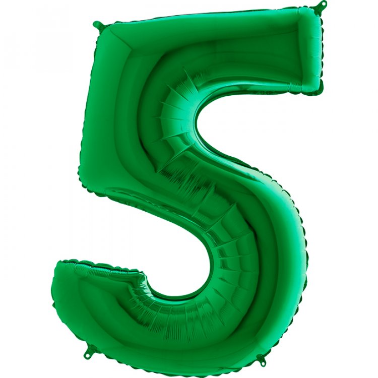 supershape foil balloon number 5 in green color